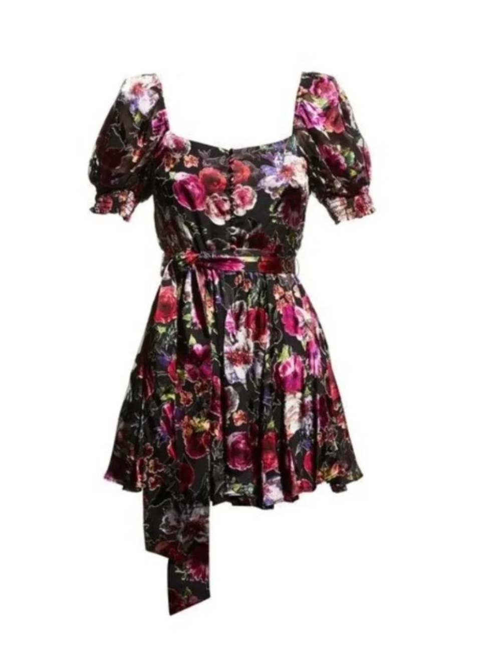 Alice + Olivia Mina Puff-Sleeve Godet Dress - 4 🌟